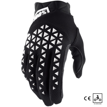 Gants 100% Airmatic CE Noir Blanc Homologué